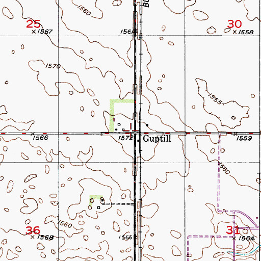 Topographic Map of Guptill, ND