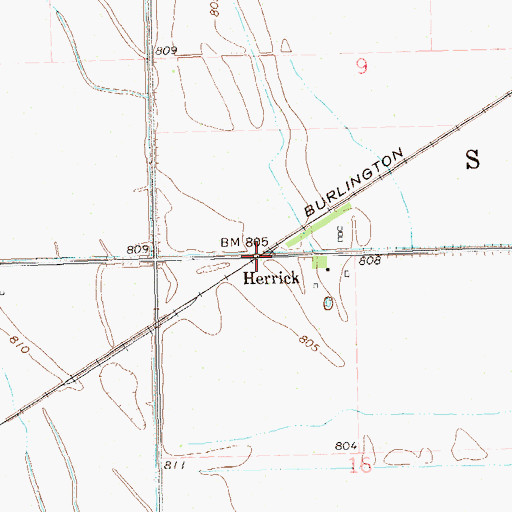 Topographic Map of Herrick, ND