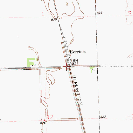 Topographic Map of Herriott, ND
