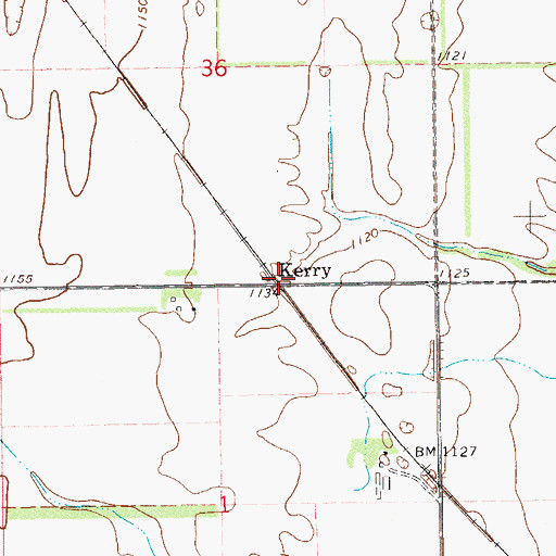 Topographic Map of Kerry, ND