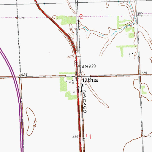 Topographic Map of Lithia, ND