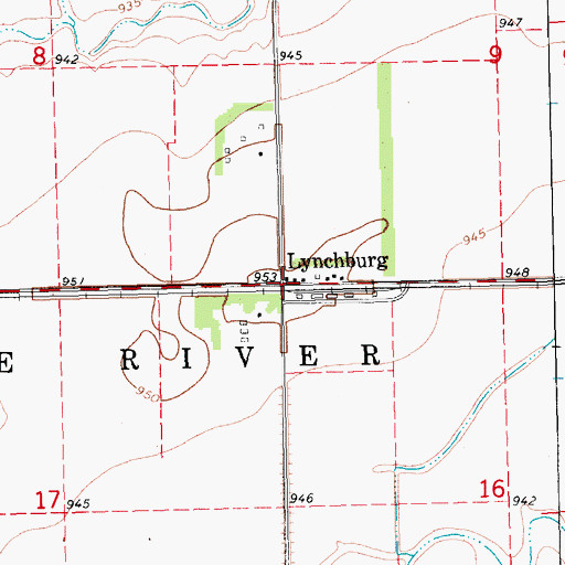 Topographic Map of Lynchburg, ND