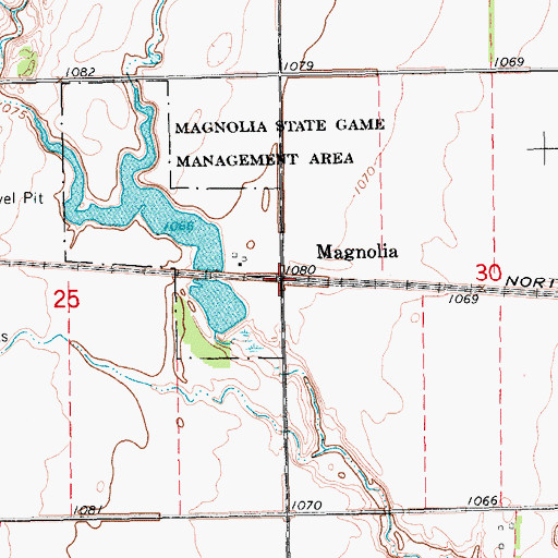 Topographic Map of Magnolia, ND