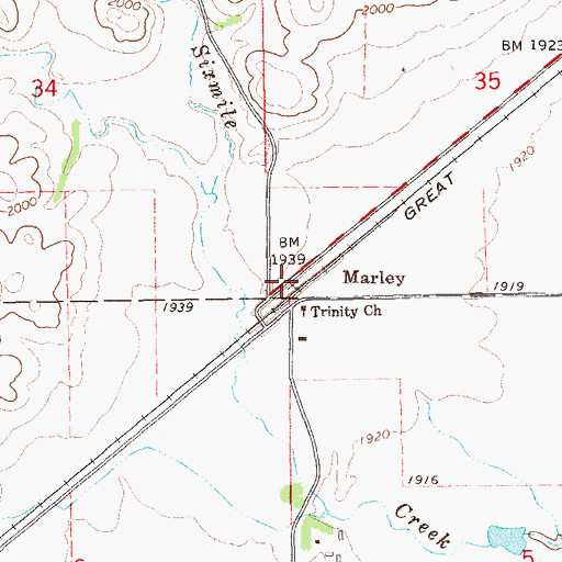 Topographic Map of Marley, ND