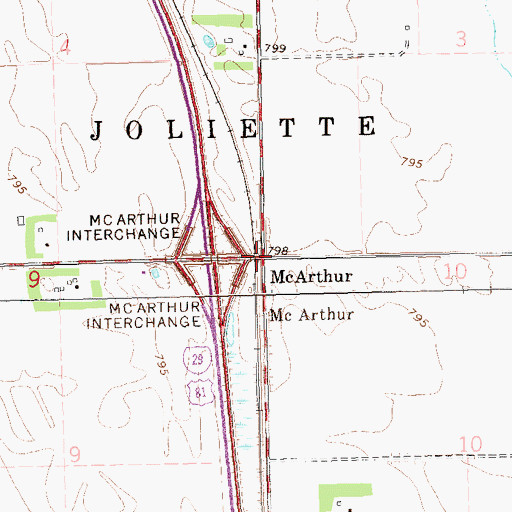 Topographic Map of McArthur, ND