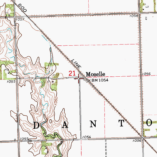 Topographic Map of Moselle, ND