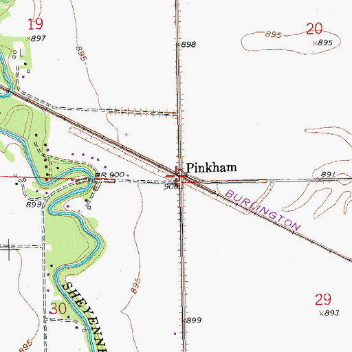 Topographic Map of Pinkham, ND