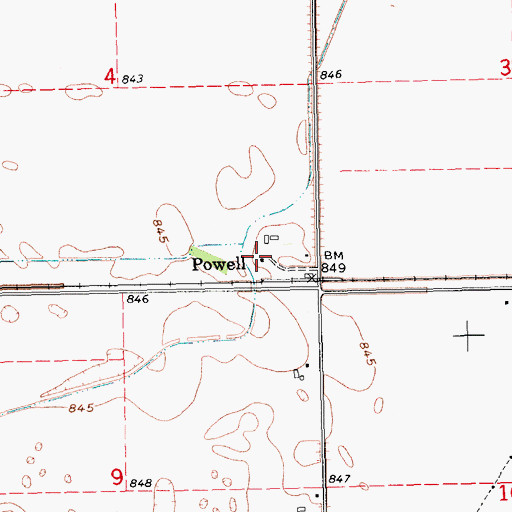 Topographic Map of Powell, ND