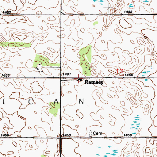 Topographic Map of Ramsey, ND