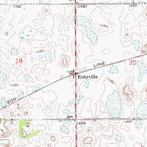 Topographic Map of Rohrville, ND