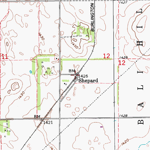 Topographic Map of Shepard, ND