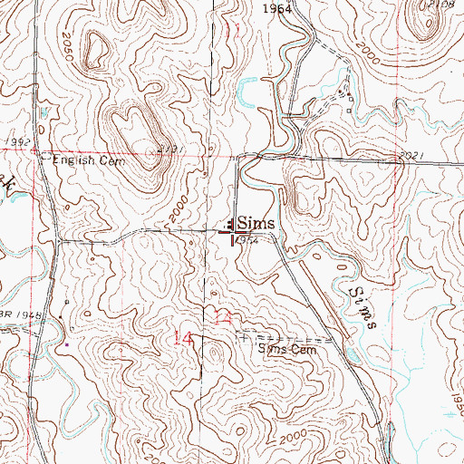 Topographic Map of Sims, ND