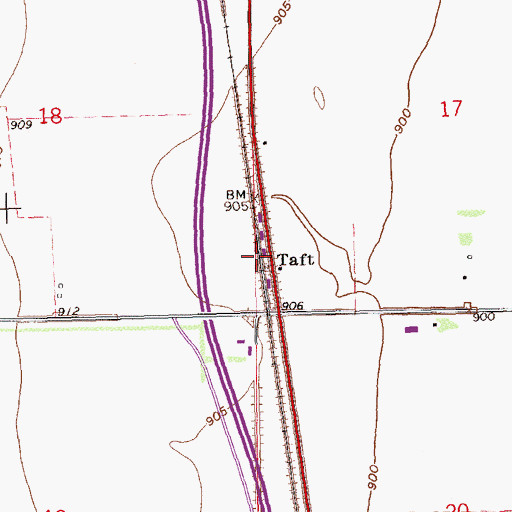 Topographic Map of Taft, ND
