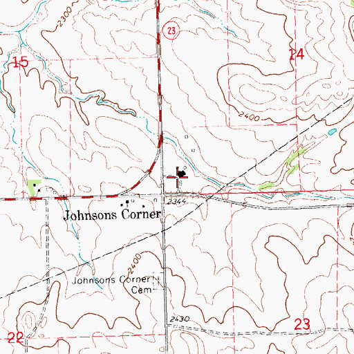 Topographic Map of Johnson Corner School, ND