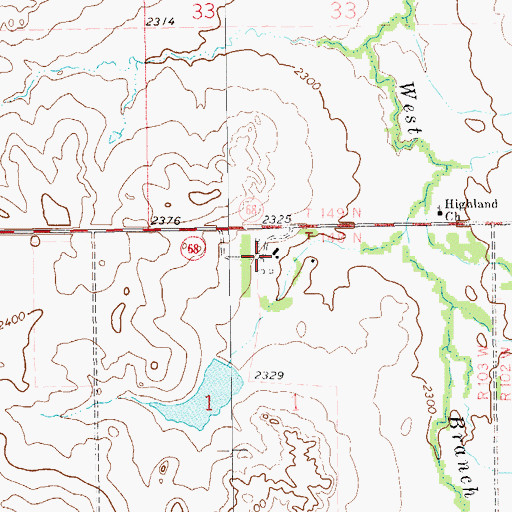 Topographic Map of R Cross Ranch, ND