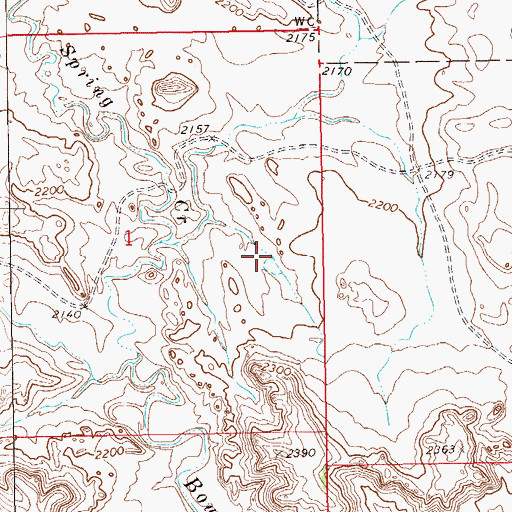 Topographic Map of Bowline Creek Oil Field, ND
