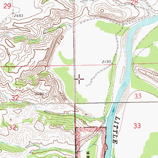 Topographic Map of Elkhorn Ranch State Historic Site, ND