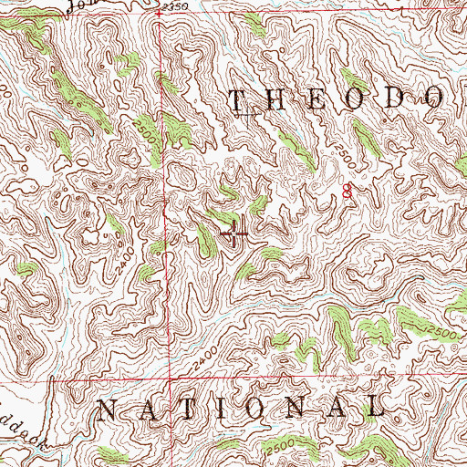 Topographic Map of Theodore Roosevelt National Park, ND