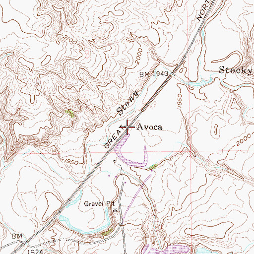 Topographic Map of Avoca, ND