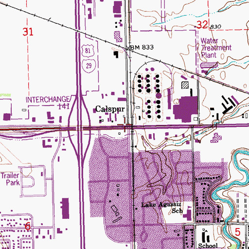 Topographic Map of Calspur, ND