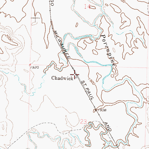 Topographic Map of Chadwick, ND