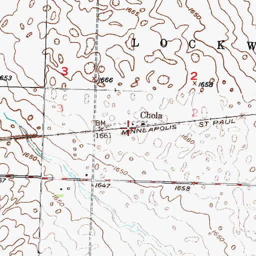 Topographic Map of Chola, ND
