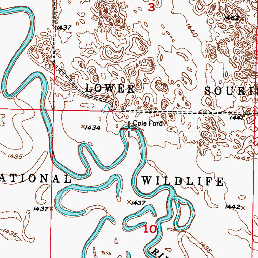 Topographic Map of Cole Ford, ND
