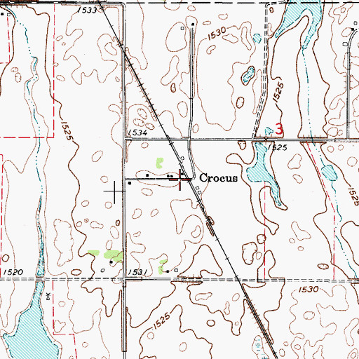 Topographic Map of Crocus, ND