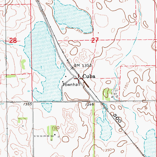 Topographic Map of Cuba, ND