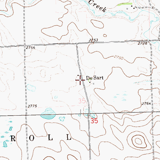 Topographic Map of De Sart, ND