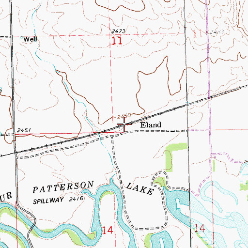 Topographic Map of Eland, ND