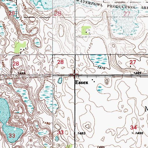 Topographic Map of Essex, ND
