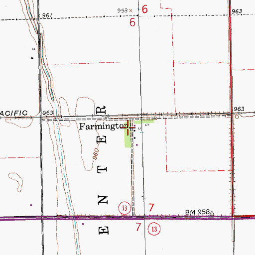Topographic Map of Farmington, ND