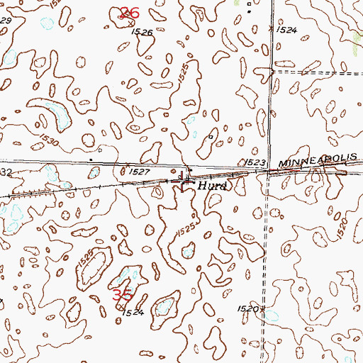 Topographic Map of Hurd, ND