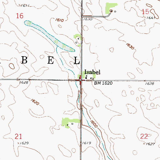 Topographic Map of Isabel, ND