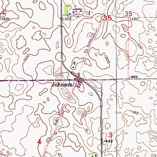 Topographic Map of Johnson, ND