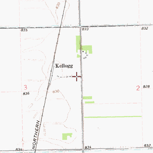 Topographic Map of Kellogg, ND