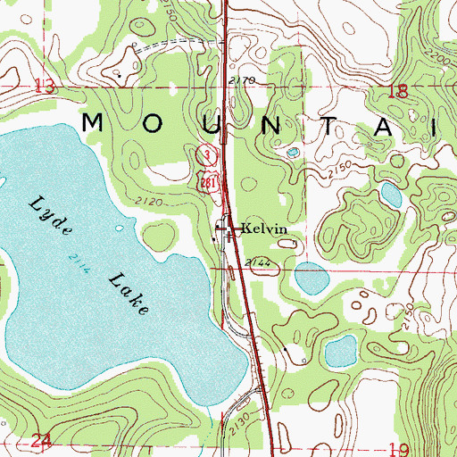 Topographic Map of Kelvin, ND