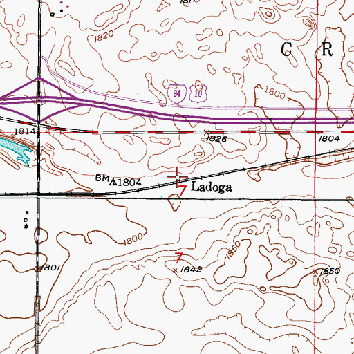 Topographic Map of Ladoga, ND