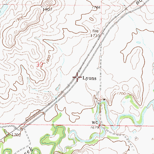 Topographic Map of Lyons, ND