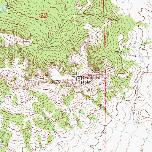 Topographic Map of Medicine Hole, ND