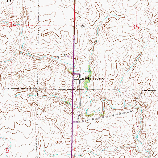 Topographic Map of Midway, ND