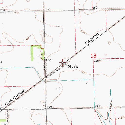 Topographic Map of Myra, ND