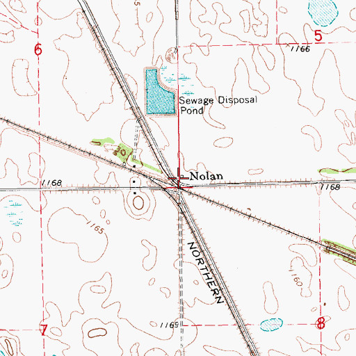 Topographic Map of Nolan, ND