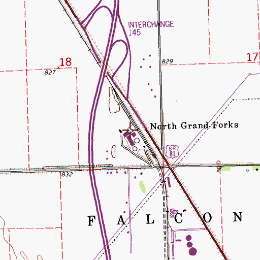 Topographic Map of North Grand Forks, ND