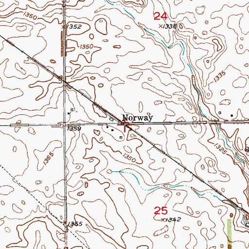 Topographic Map of Norway, ND