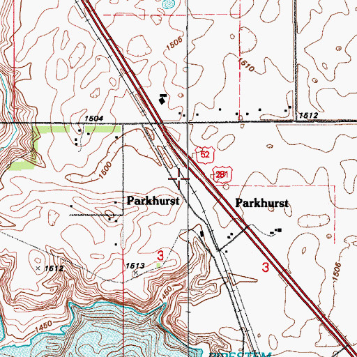 Topographic Map of Parkhurst, ND