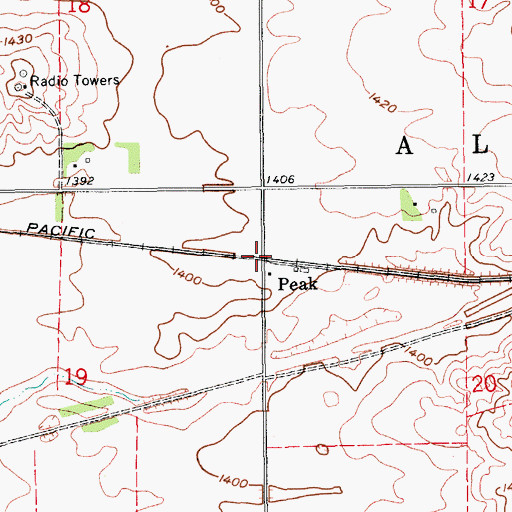 Topographic Map of Peak, ND