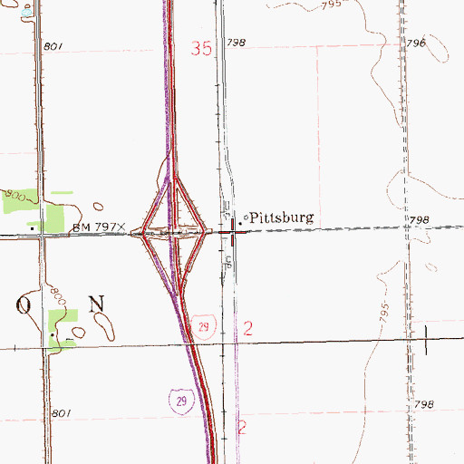 Topographic Map of Pittsburgh, ND