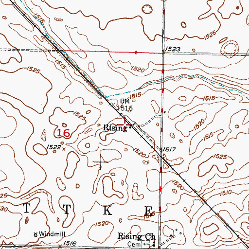 Topographic Map of Rising, ND